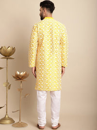 Anouk Floral Embroidered Silk Cotton Kurta With Churidar
