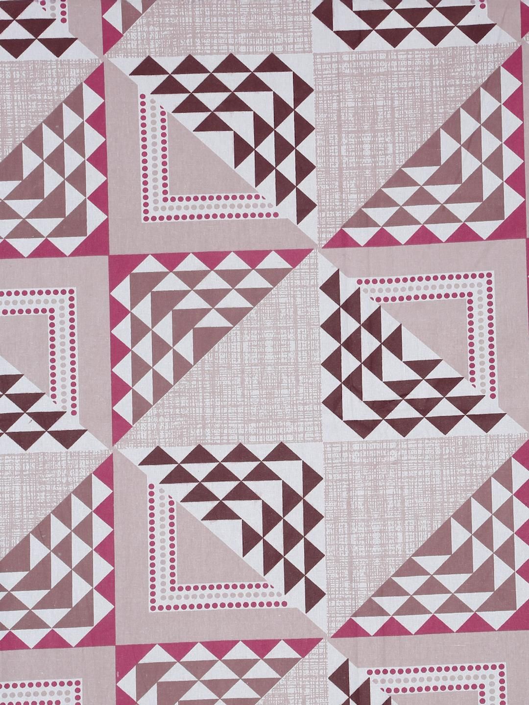 KLOTTHE Pink & Coklat Geometric Printed Cotton 400 TC Set Cadar King 2.5 m x 2.25 m