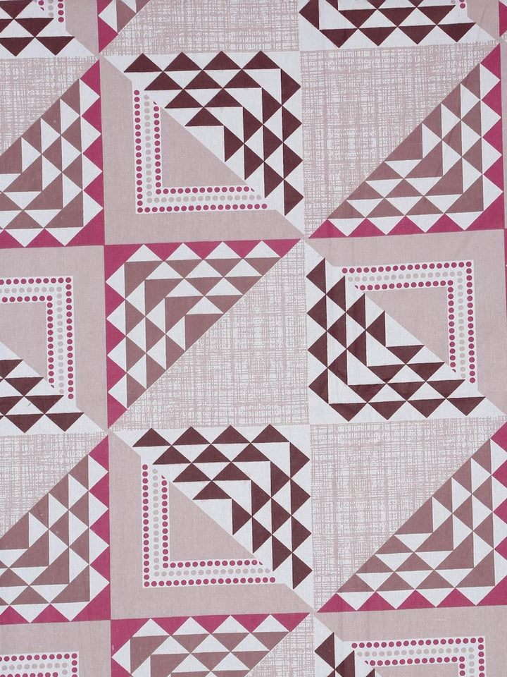 KLOTTHE Pink & Brown Geometric Printed Cotton 400 TC King Bedsheet Sets 2.5 m x 2.25 m