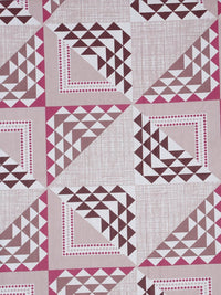 KLOTTHE Pink & Brown Geometric Printed Cotton 400 TC King Bedsheet Sets 2.5 m x 2.25 m
