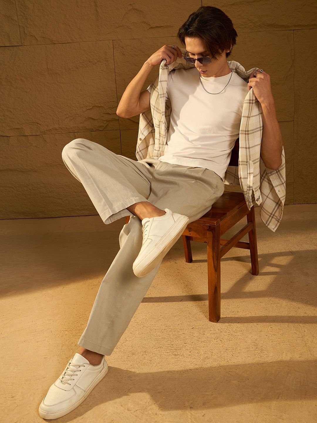 DENNISON Textured Double Pleated Korean Baggy Fit Trouser