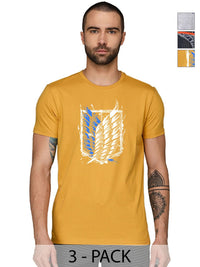 ADRO Lelaki Pek 3 Bercetak Grafik Leher Bulat Kapas Slim Fit