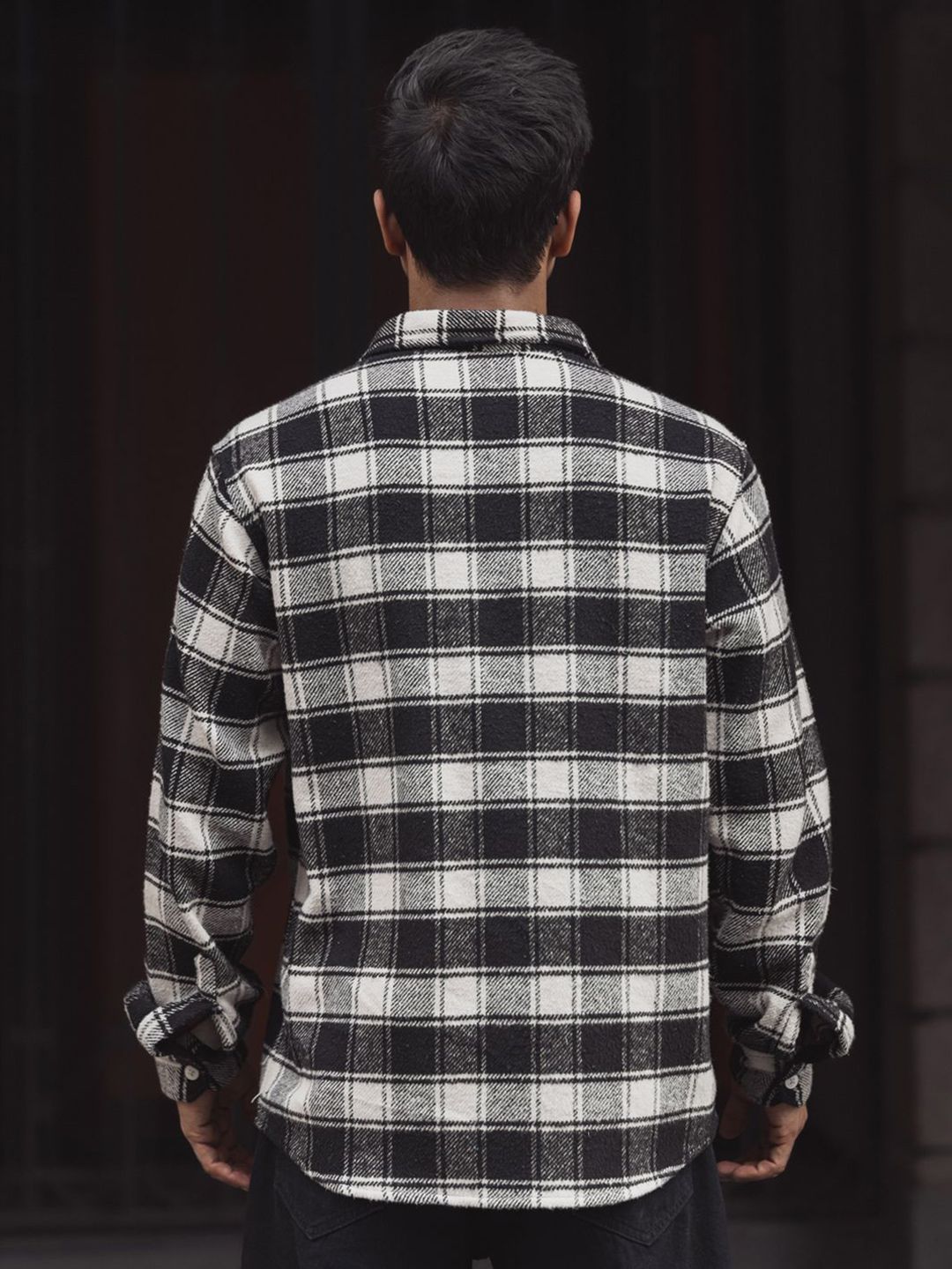 Powerlook Men Spread Collar Tartan Checked Cotton Casual Shirt