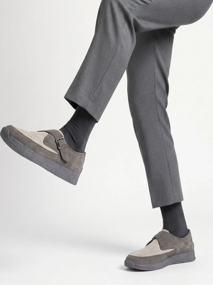 MONKSTORY Men Grey Suede Sneakers