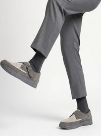 MONKSTORY Men Grey Suede Sneakers