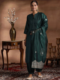 Libas Mandarin Collar Zari Straight Kurta With Salwar & Dupatta