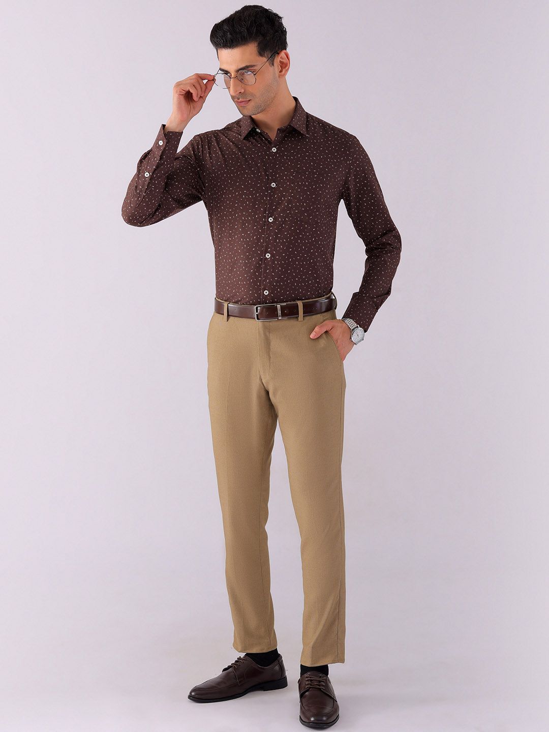 The Indian Garage Co. X Luxe Men Spread Collar Micro Ditsy Printed Slim Fit Formal Shirt