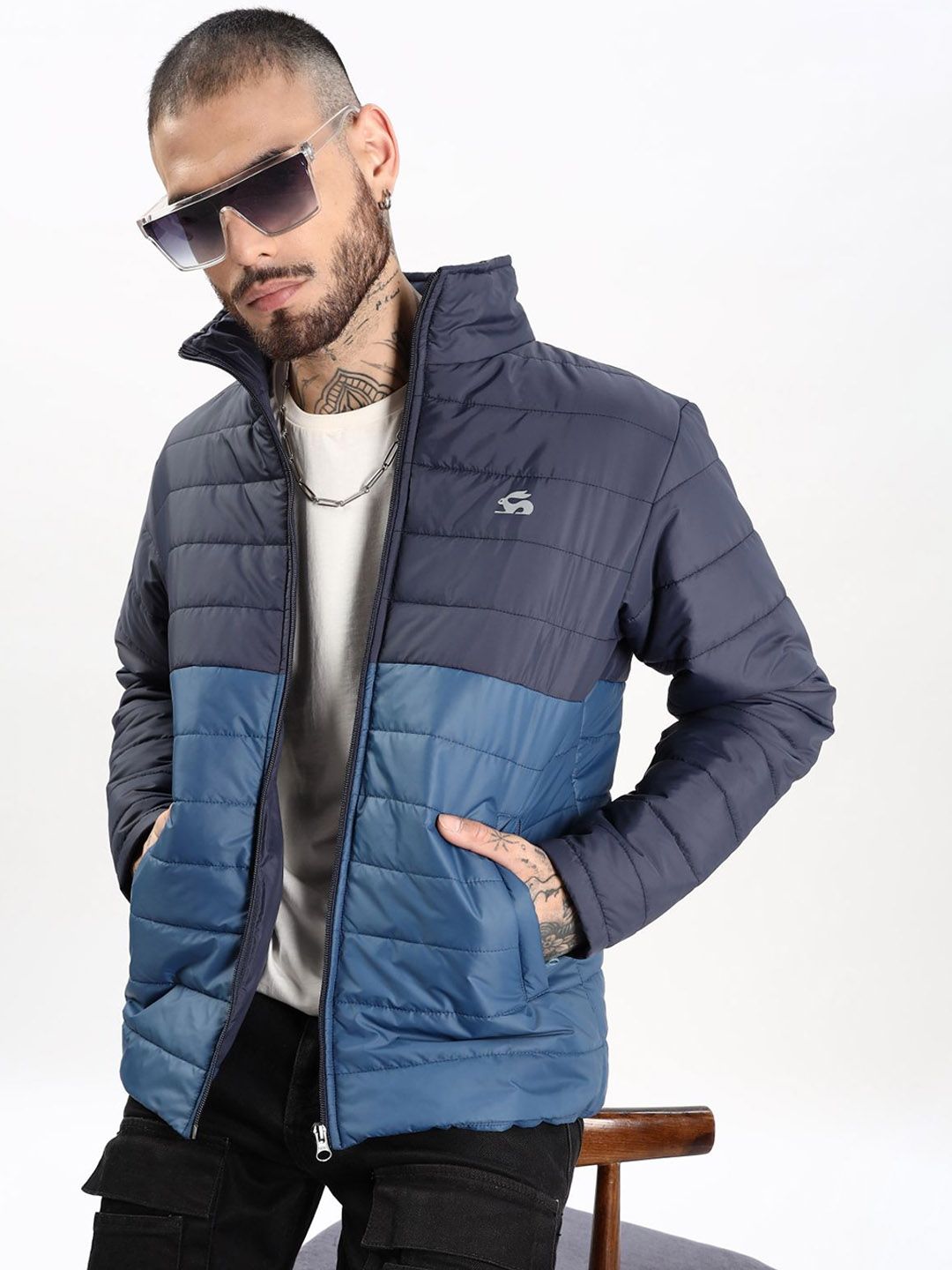ADRO Men Colourblocked Windcheater Bomber Jacket