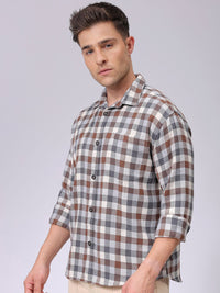 The Indian Garage Co Men Relaxed Fit Checked Dobby Textured Resortwear Shirt