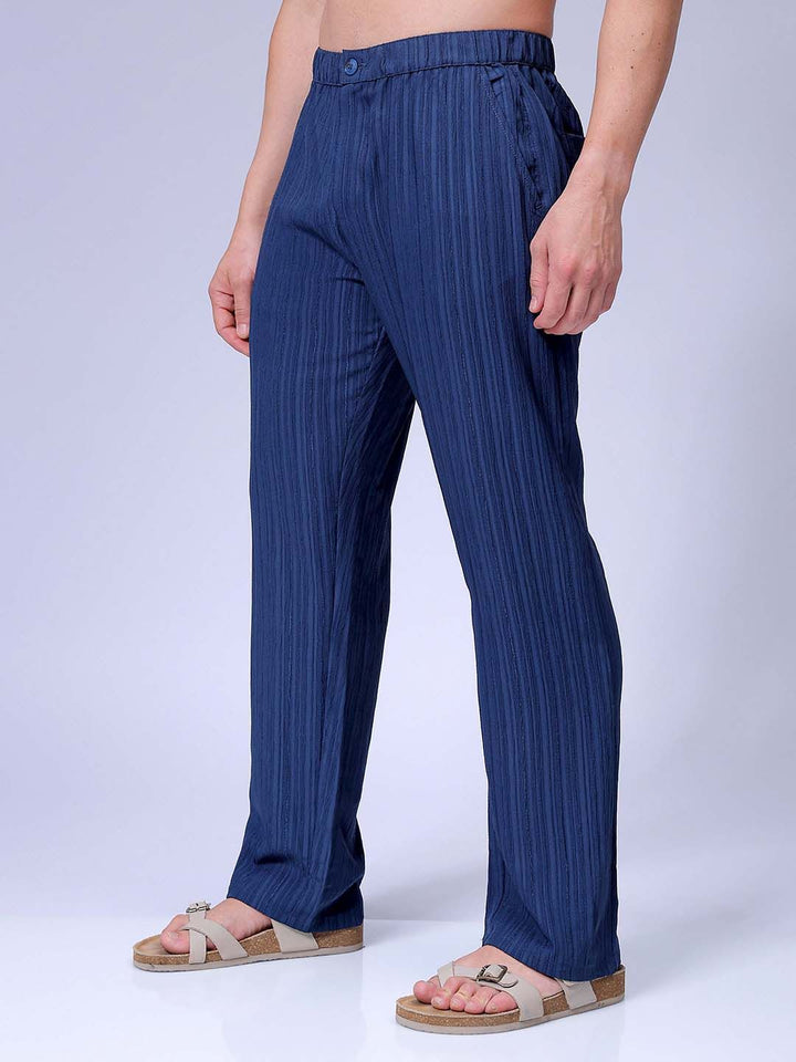 The Indian Garage Co Men Striped Loose Fit Mid-Rise Trousers