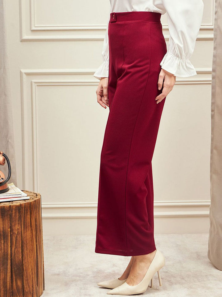 Berrylush Women Relaxed Fit High-Rise Trousers