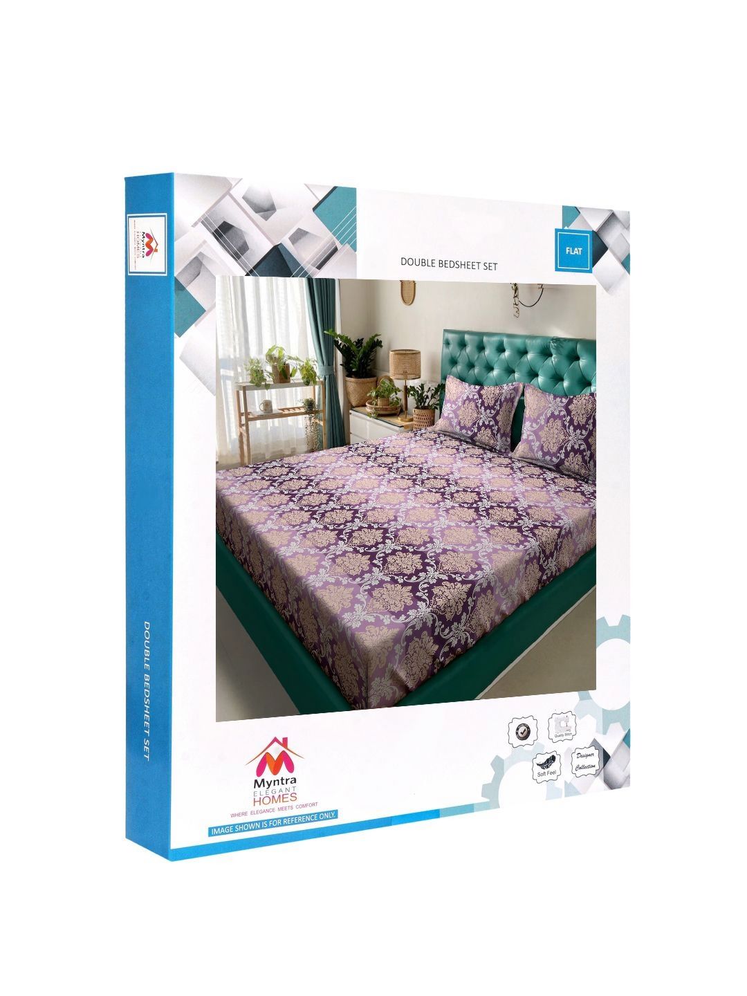 Myntra Elegant Homes Ungu & Putih Bercetak Set Cadar King 300 TC 2.50 m x 2.25 m