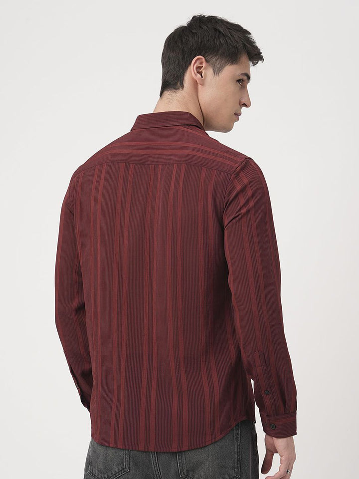 VASTRADO Men Classic Slim Fit Opaque Striped Casual Shirt