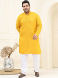 SOJANYA PLUS Plus Size Floral Embroidered Pure Cotton Straight Kurta with Pyjamas