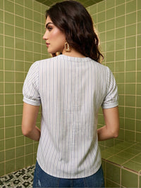 Mamicha Striped Puff Sleeve Top