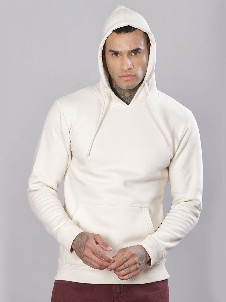 ADRO Men Solid Hood Cotton Pullover Sweatshirt