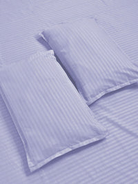 KLOTTHE Lavender Striped 300 TC King Bedsheet with 2 Pillow Covers
