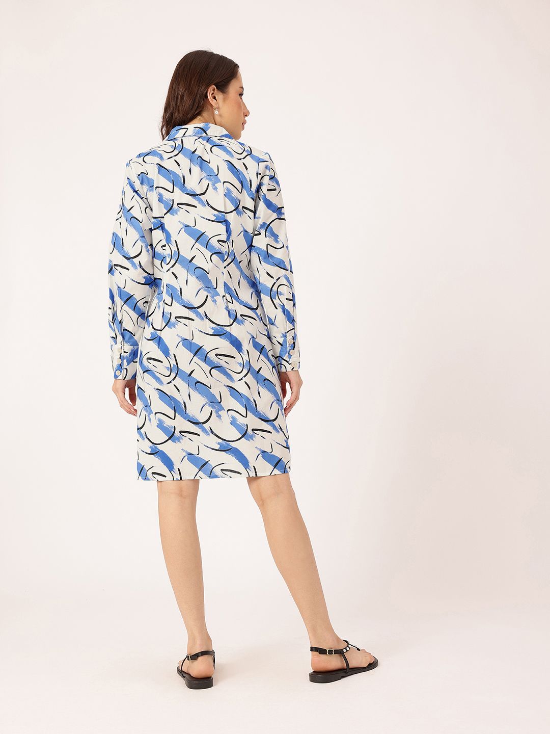 DressBerry Modern Minimalism Striped Swirls Shirt Dress