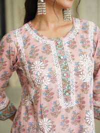 House of Chikankari Women Floral Printed Thread Work Indie Florals Kurta