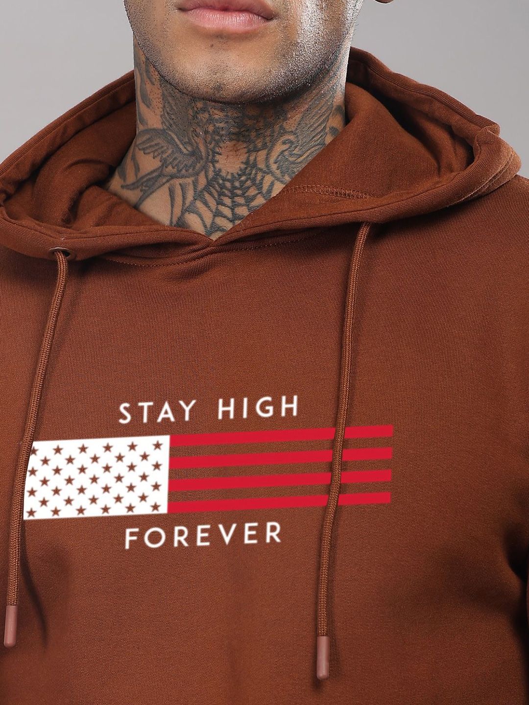 ADRO Men Cotton Graphic Printed Long Sleeves Hooded Sweatshirt