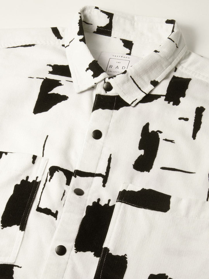 VASTRADO Men Classic Slim Fit Spread Collar Abstract Printed Cotton Casual Shirt