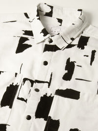 VASTRADO Men Classic Slim Fit Spread Collar Abstract Printed Cotton Casual Shirt