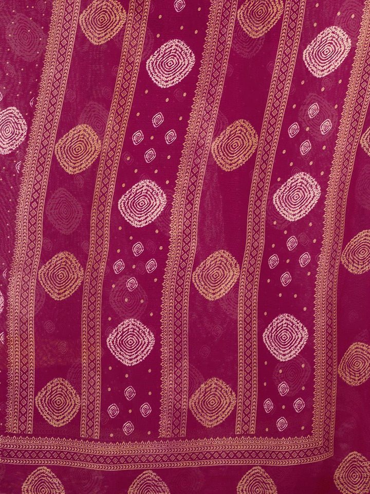 KALINI Abstract Printed Pure Chiffon Saree