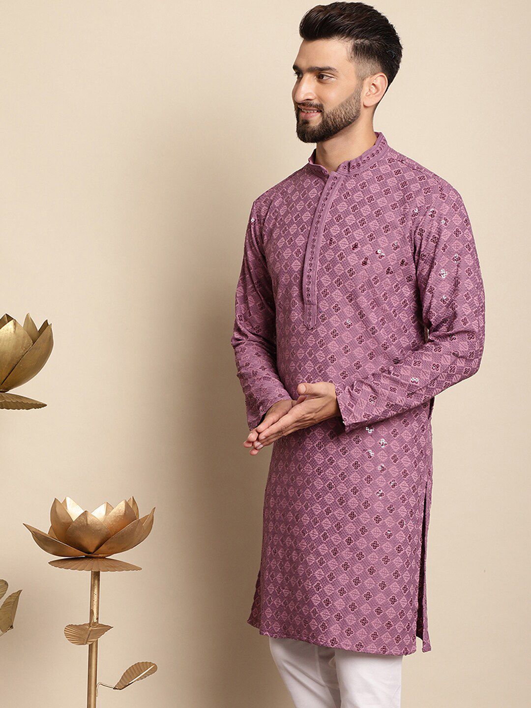 Motif Etnik Anouk Bersulam Kurta Kapas Tulen Berlabuci