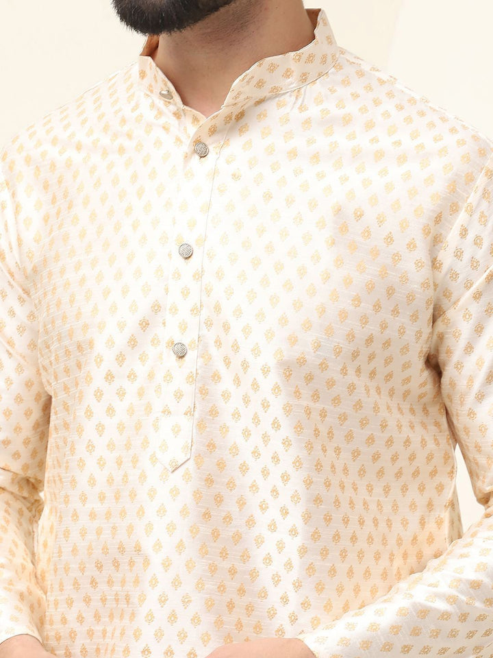 SOJANYA Ethnic Motifs Printed Regular Cotton Silk Kurta With Pyjama