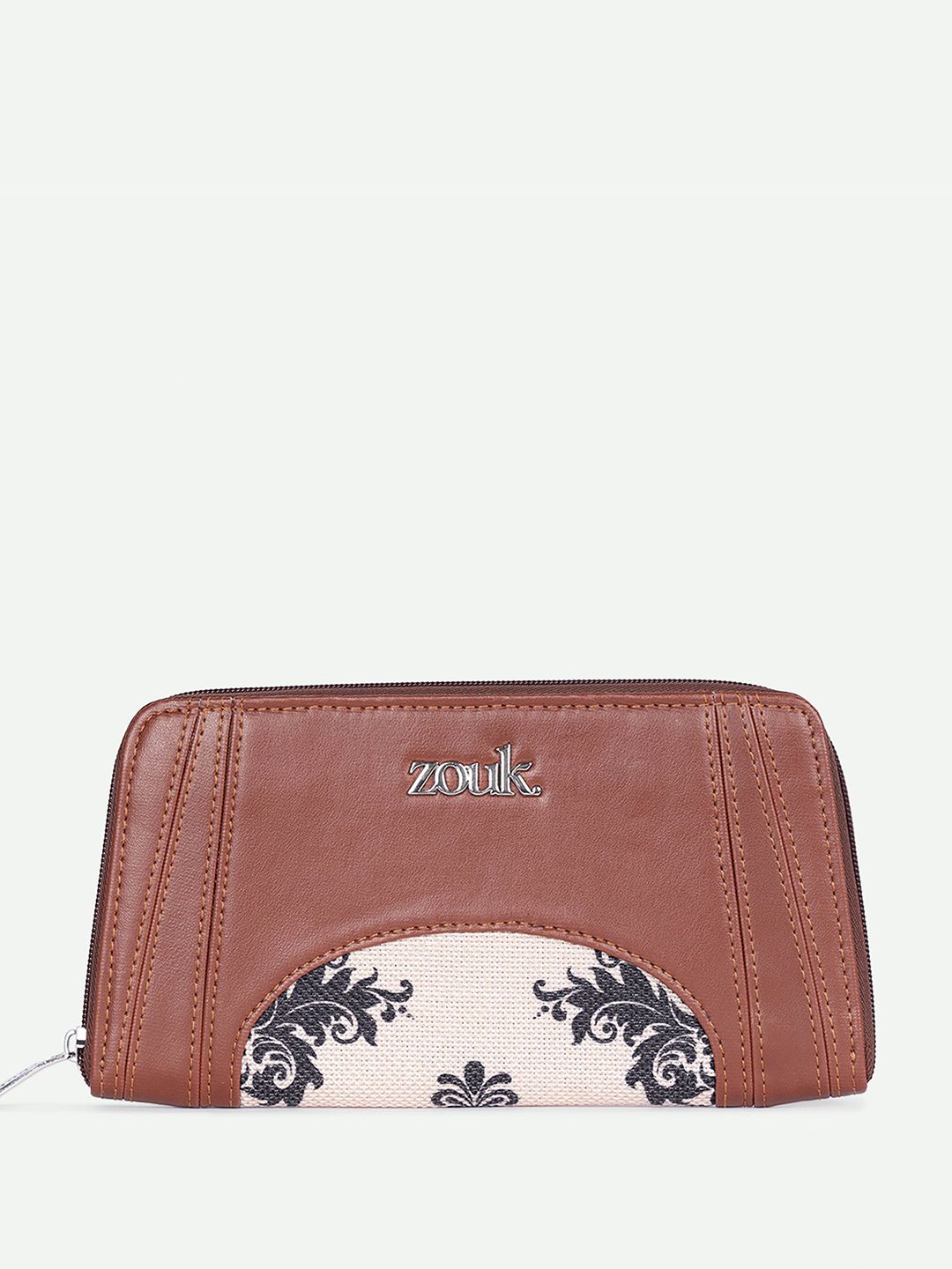 ZOUK Women Floral Printed Leather Arika Zipper Wallet - Mughal Motif