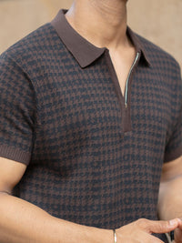 Powerlook Men Abstract Printed Polo Collar Cotton T-shirt