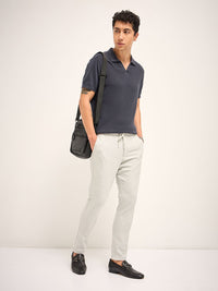 THE BEAR HOUSE Men Solid 4 Way Stretch Slim Fit Trousers