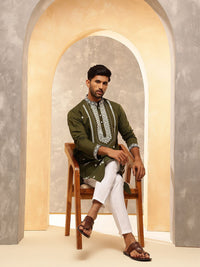 Anouk Men Embroidered Regular Mirror Work Kurta with Pyjamas