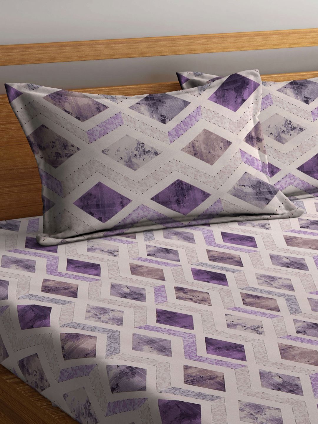 Myntra Elegant Homes Geometric Printed Dilengkapi 400TC Cotton King Bedsheet Dengan 2 Sarung Bantal