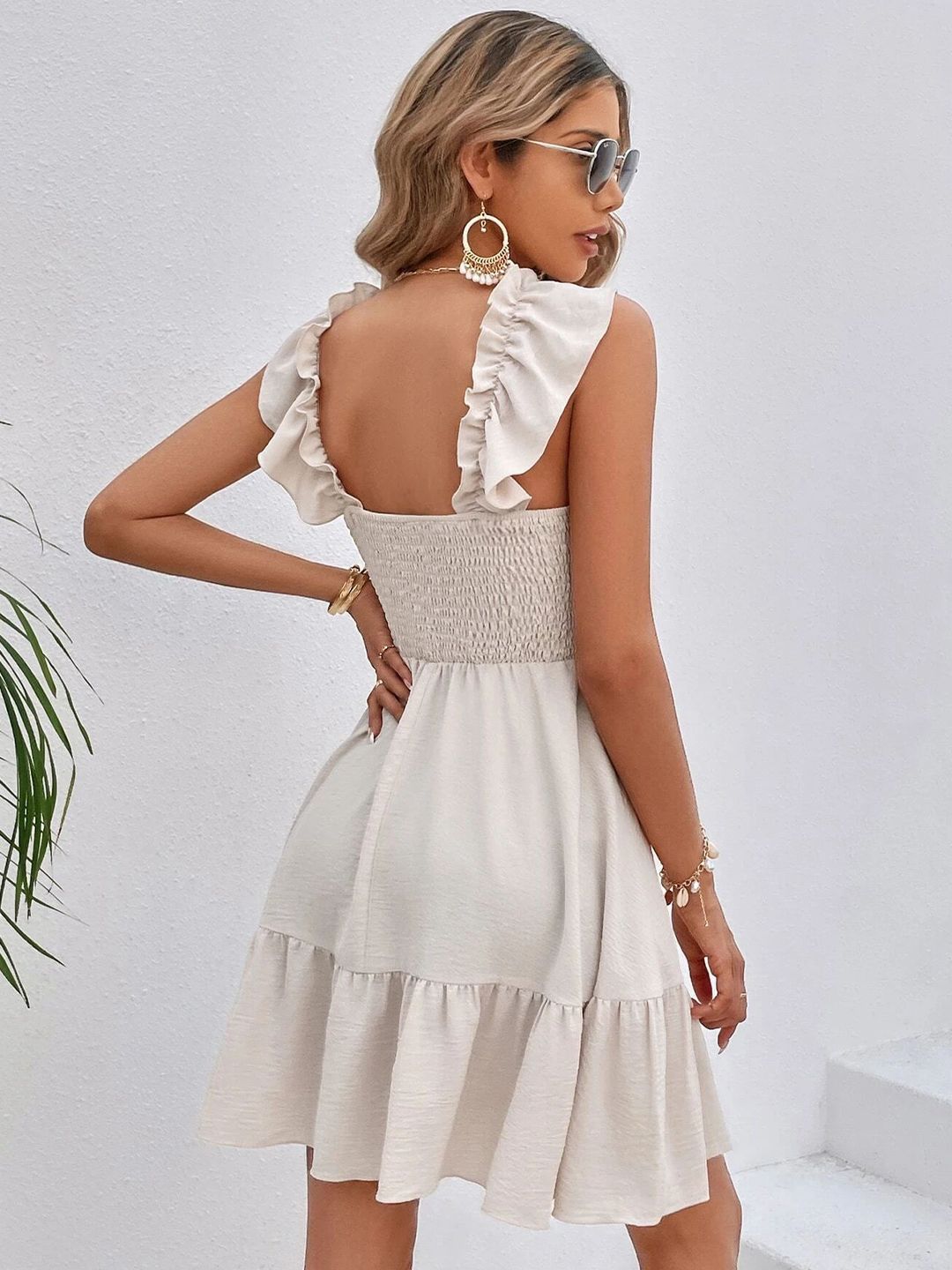 DressBerry Women Flutter Sleeve Fit & Flare Mini Dress
