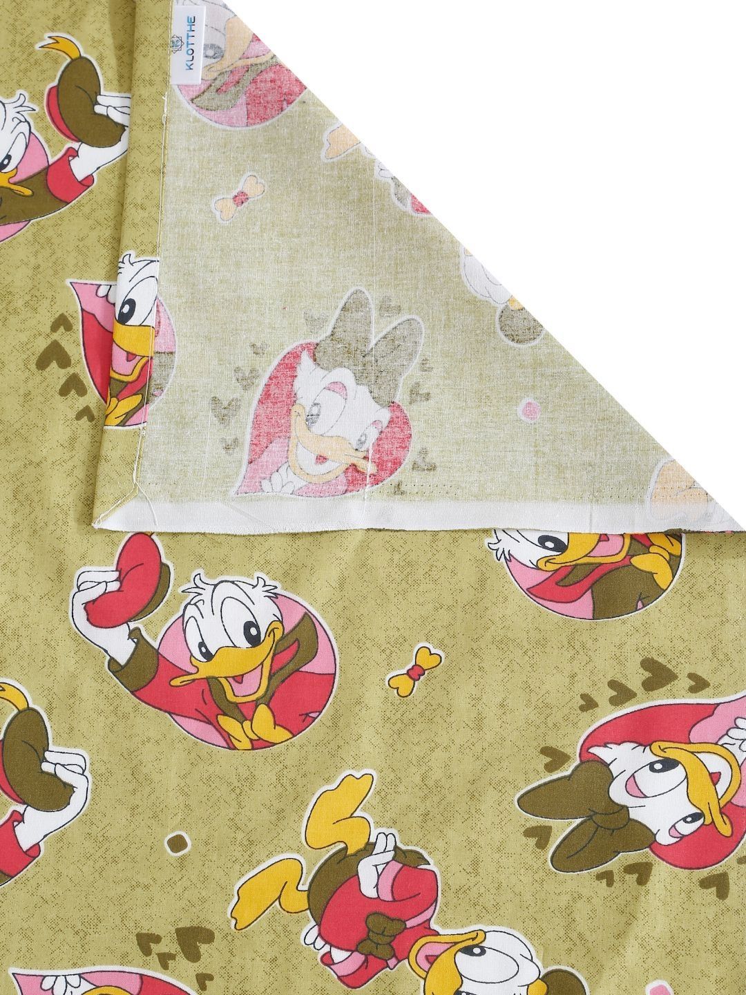KLOTTHE Green Cartoon Characters Pure Cotton 400 TC King Superfine Bedsheet with 2 Pillow Covers-98 x 89 inches