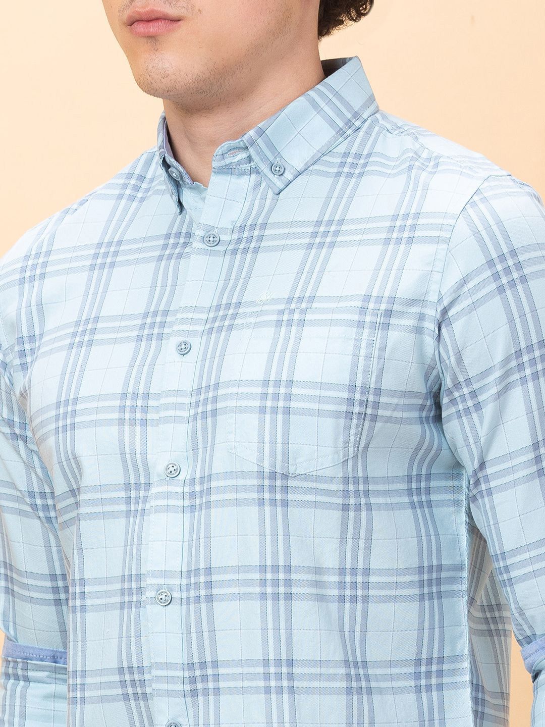 Being Human Men Classic Slim Fit Button-Down Collar Checked Cotton Casual Shirt