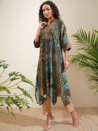 Vishudh Women Floral Printed Mandarin Collar A Line Kurta