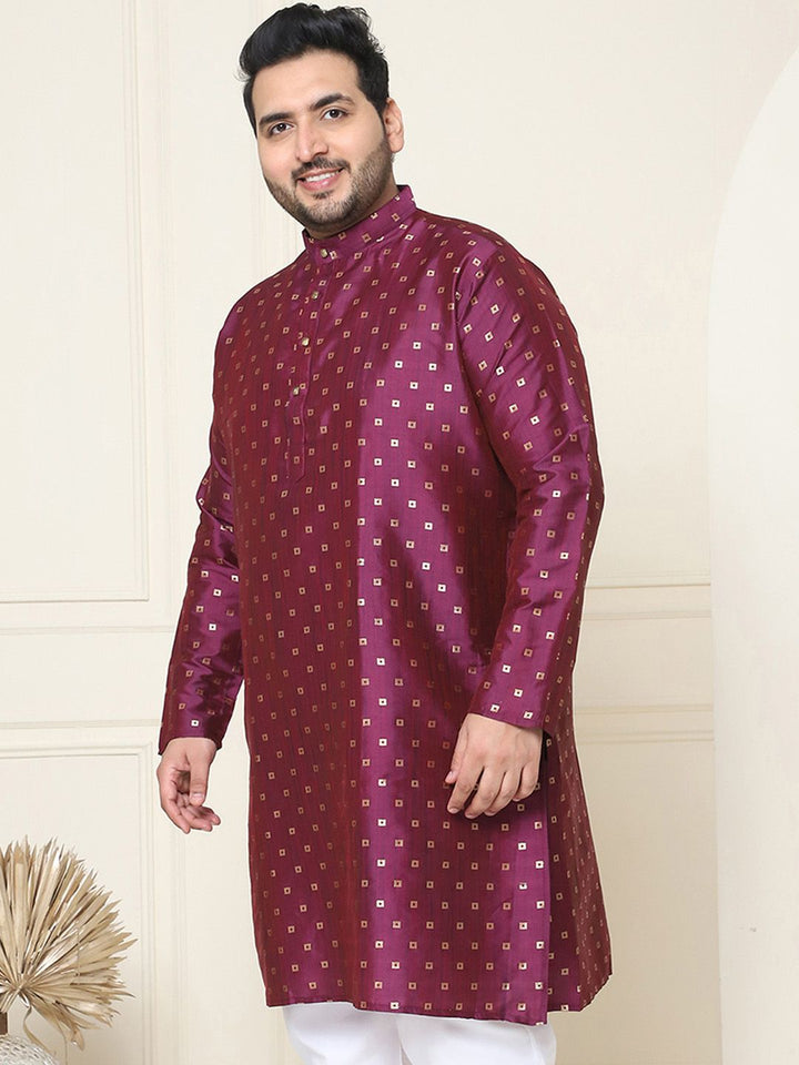 SOJANYA PLUS Size Geometric Printed Band collar Straight Kurta