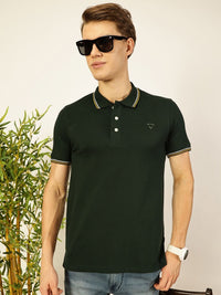 Thomas Scott Men Solid Polo Collar Cotton T-shirt