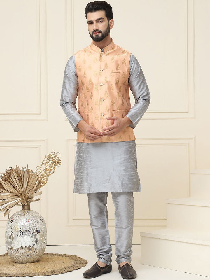SOJANYA Mandarin Collar Kurta With Churidar & Nehru jacket