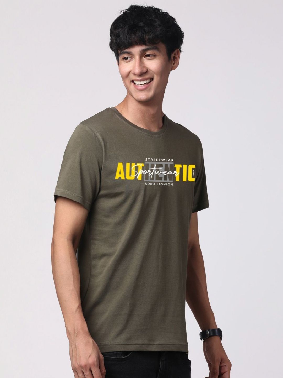 ADRO Men Graphic Printed Round Neck Cotton T-shirt