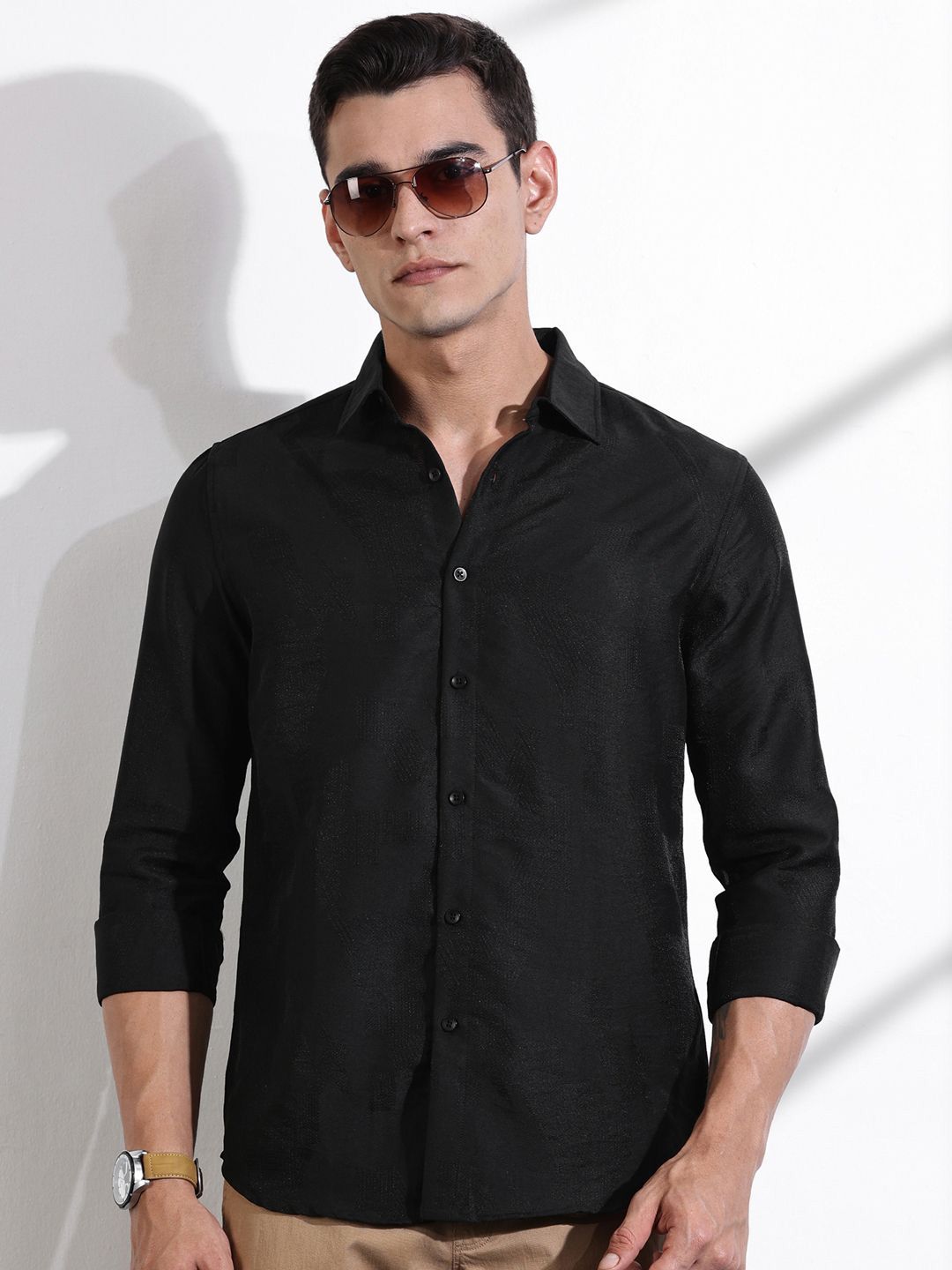Thomas Scott Men Classic Slim Fit Opaque Casual Shirt