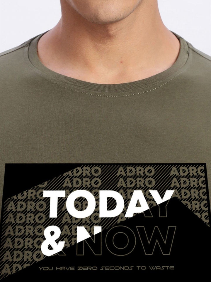 ADRO Typography Printed Round Neck Cotton T-shirt