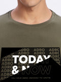 ADRO Typography Printed Round Neck Cotton T-shirt