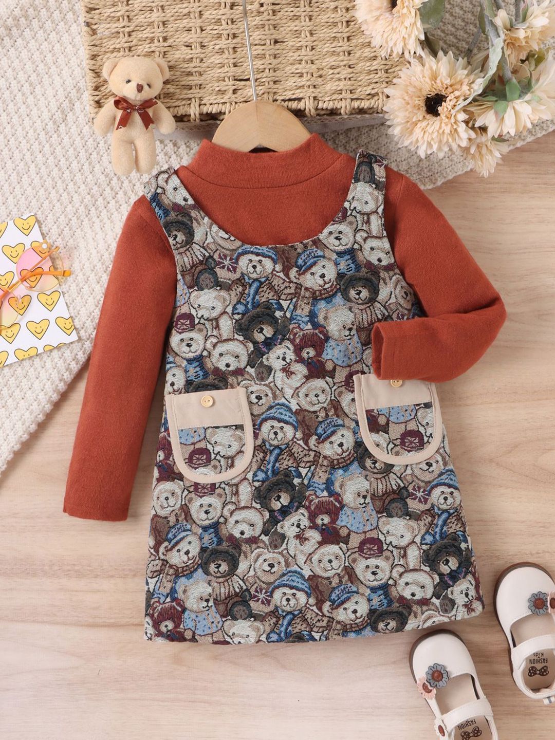 YK Floral Girls Printed Knee Length A-Line Dress