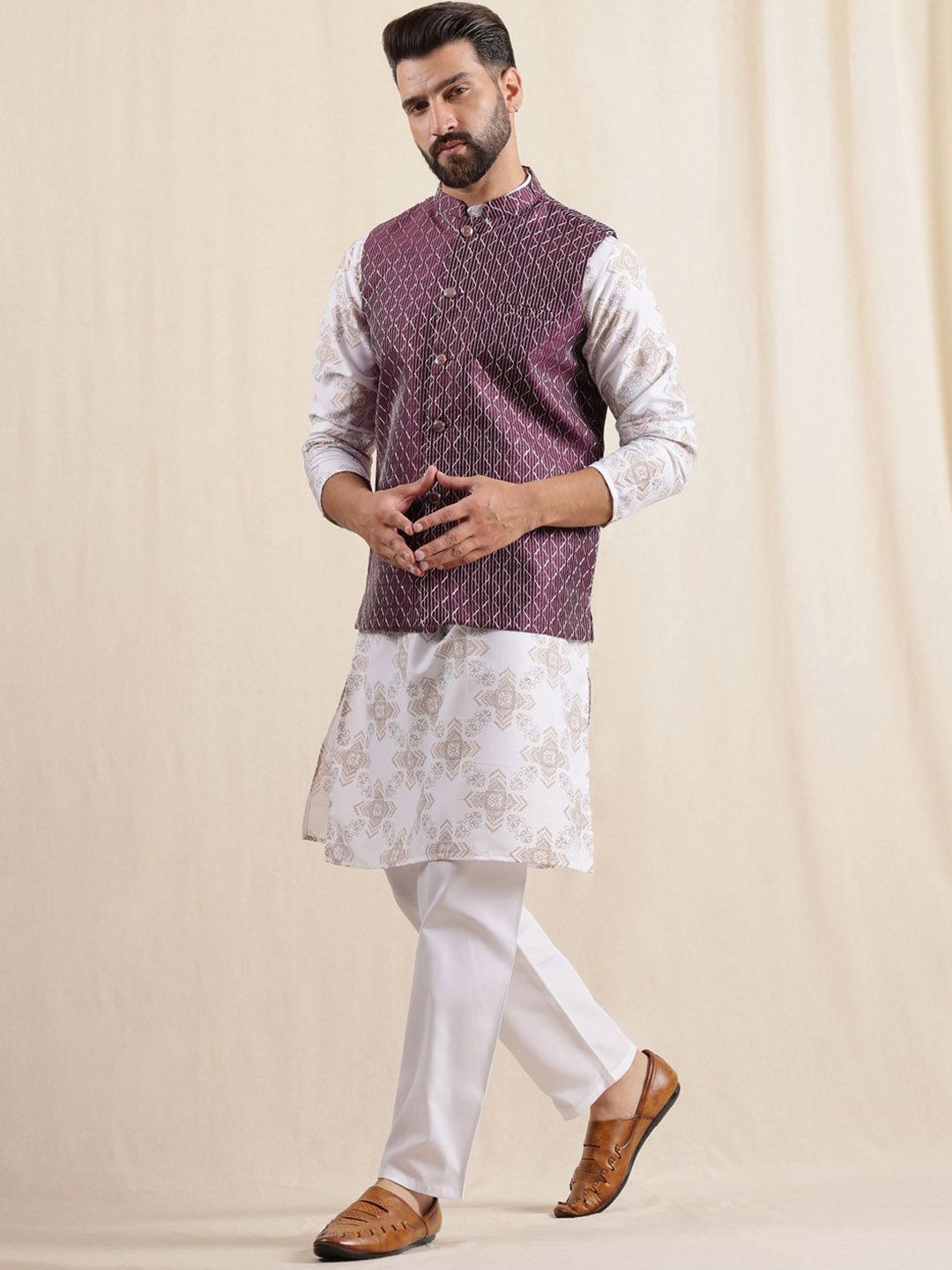 Anouk Men Striped Printed Kurta with Pyjamas