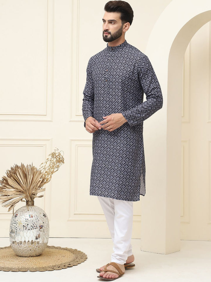 SOJANYA Motif Etnik Bercetak Kurta Kapas Tulen Biasa Dengan Pijama