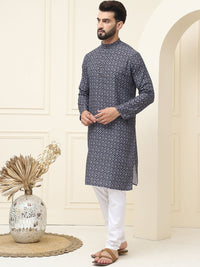 SOJANYA Motif Etnik Bercetak Kurta Kapas Tulen Biasa Dengan Pijama