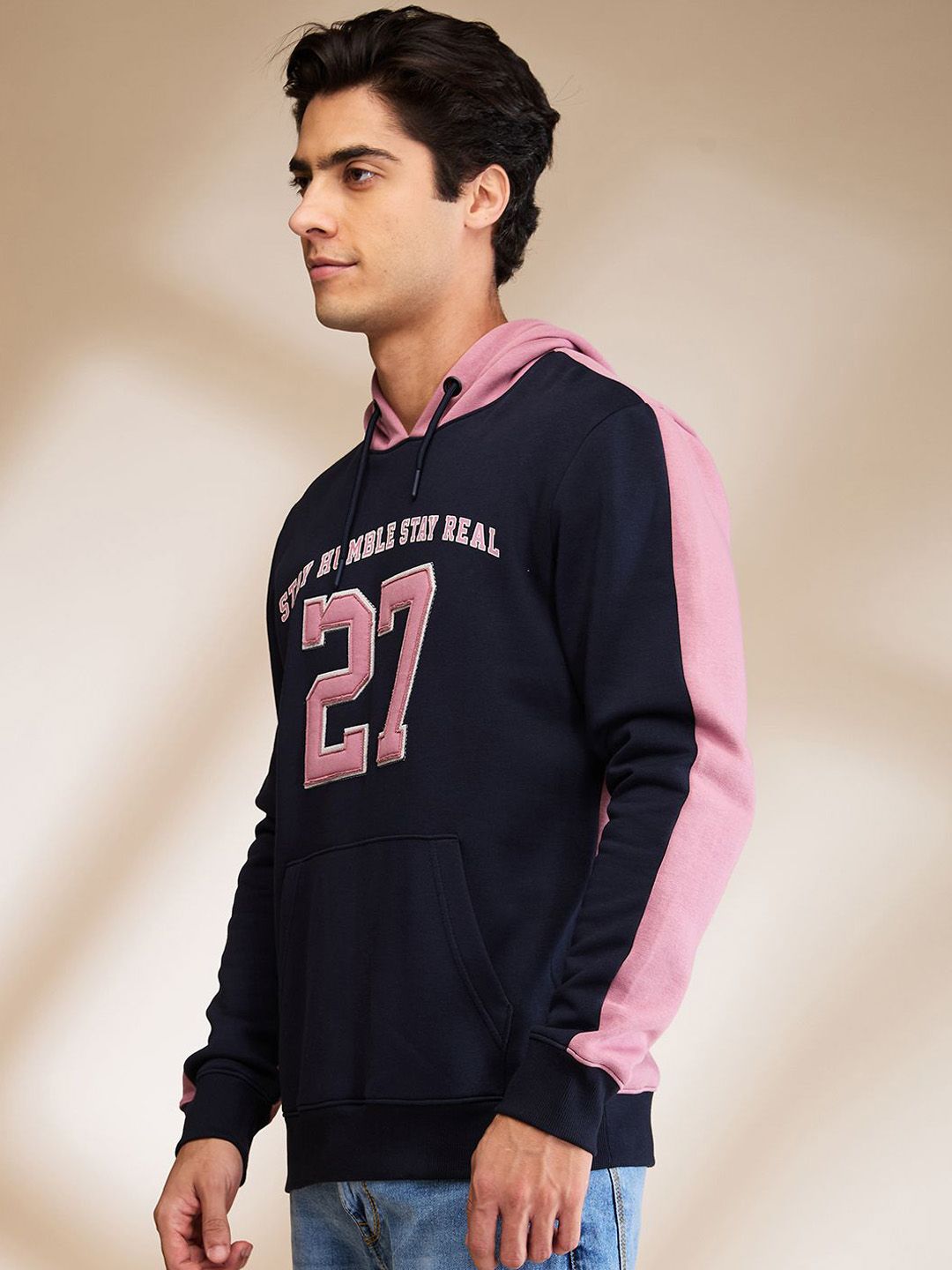 Being Human Men Typography Printed Applique Detail Hooded Sweatshirts